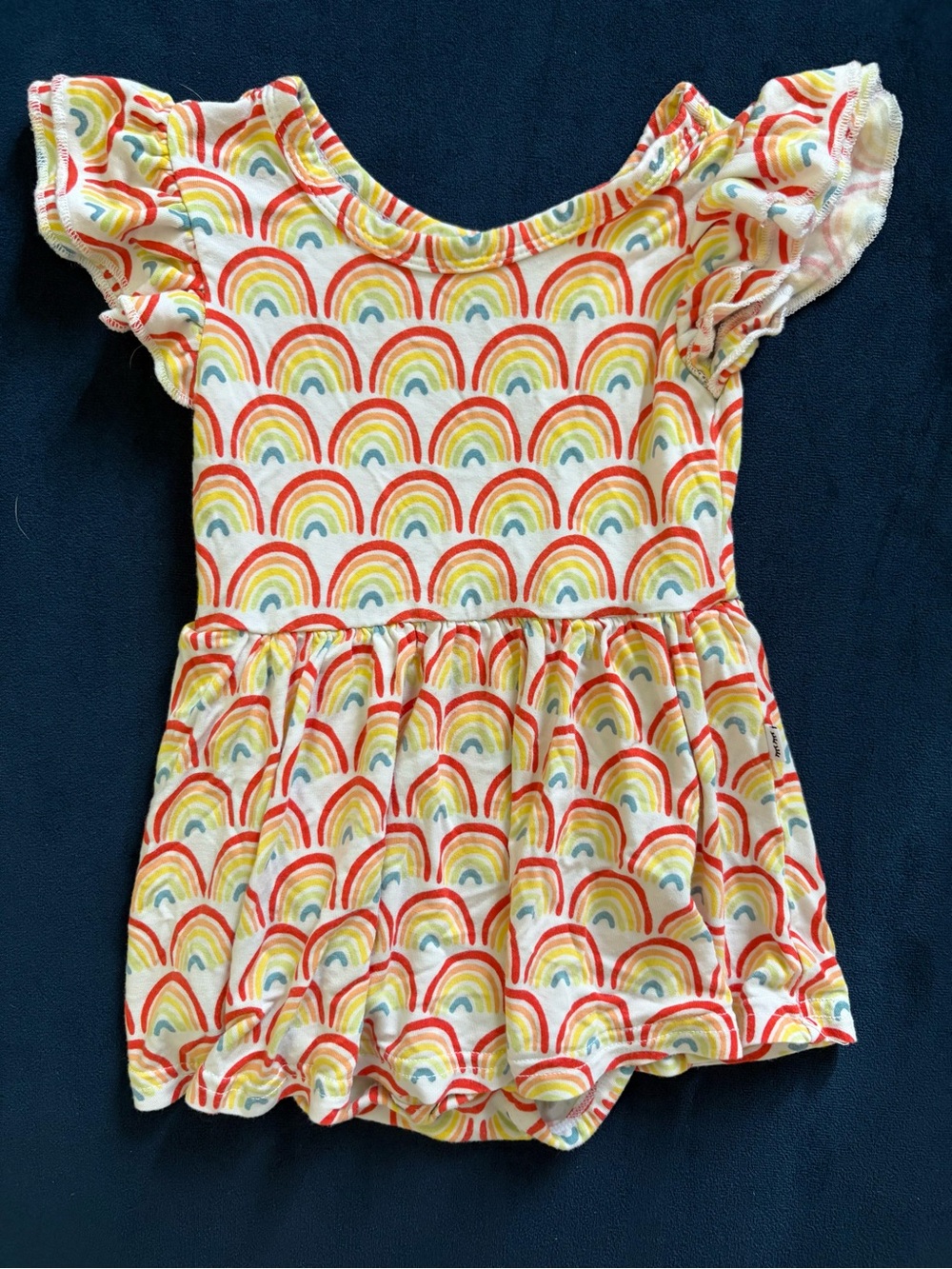 Little Sleepies Rainbow Print Flutter Sleeve Dress onesie 6-12